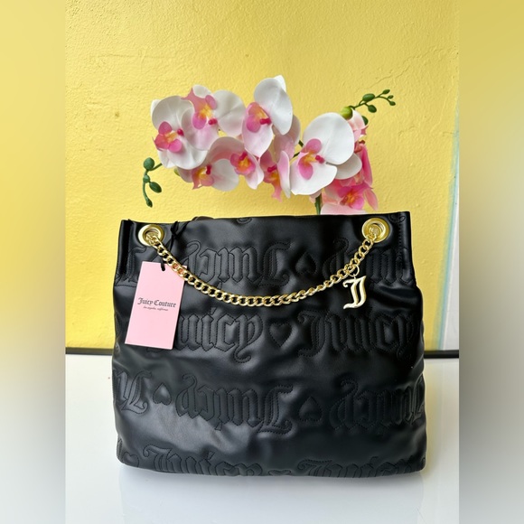 Juicy Couture Handbags - JUICY COUTURE Black Quilted Puff Tote Bag